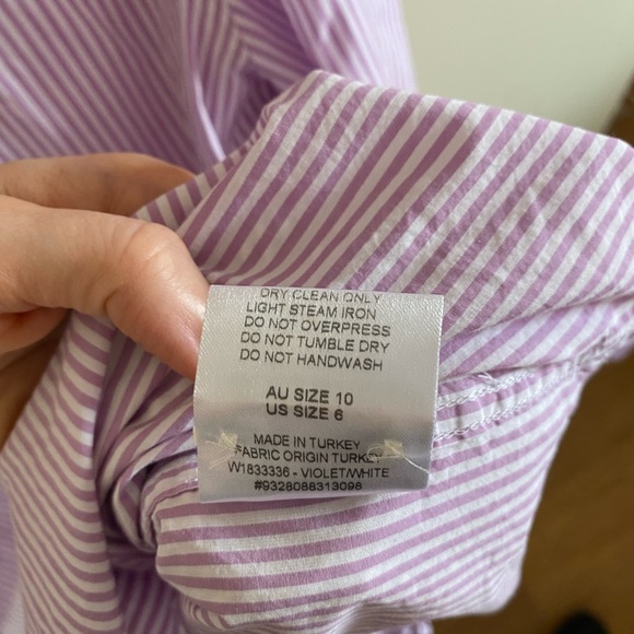 Scanlan Theodore | Striped Lilac Collarless Long Sleeve Cuffed Shirt - Picture 4 of 7